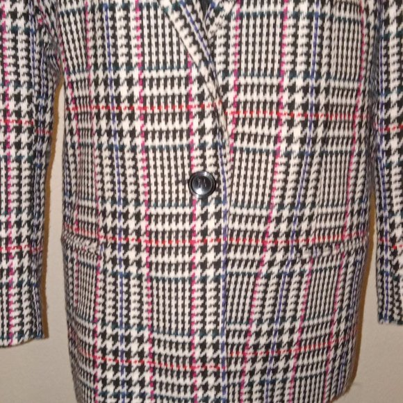 Worthington black and white wool blend herringbone blazer with Specks of color - Picture 8 of 11